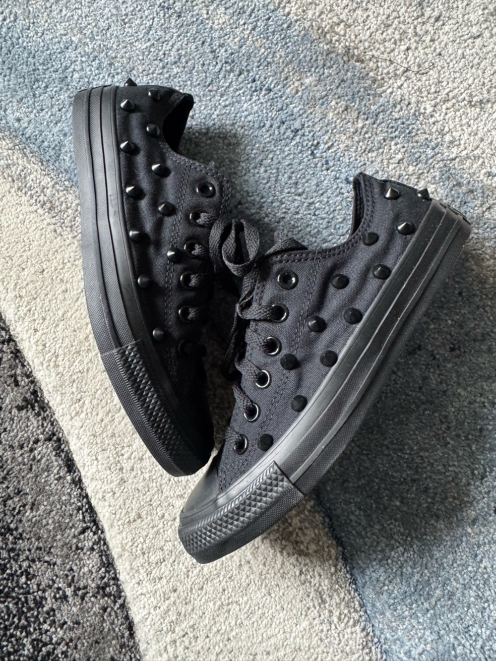 Converse Black Studded Low Top Sneakers (Spike Look)